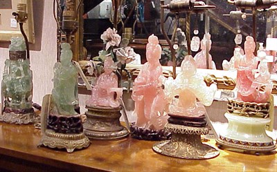 Lot 566 - Group of Seven Chinese Rose and Green Quartz...