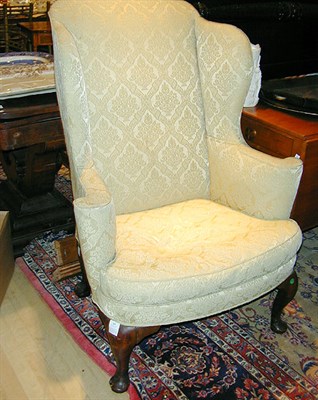 Lot 131 - Queen Anne Style Mahogany Upholstered Easy...