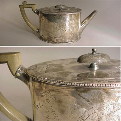 Lot 221 - George III Silver Teapot Maker's mark IS,...