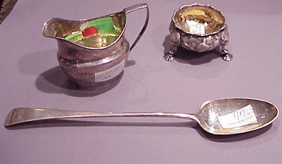 Lot 422 - Sterling Silver Creamer, Spoon and Master Salt...