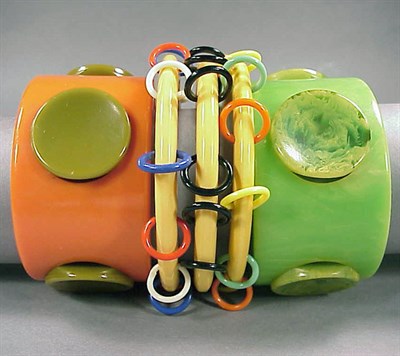 Lot 572 - Pair of Bakelite Dot Bracelets Width 1 3/4...