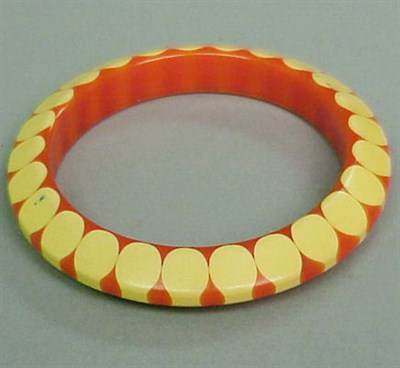 Lot 320 - Bakelite Faceted Bow Tie Bracelet In orange...