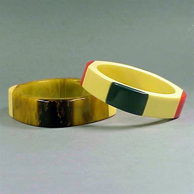 Lot 613 - Two Bakelite Bracelets Each with multicolor...