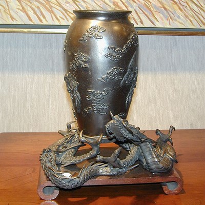 Lot 246 - Japanese Bronze Vase Decorated with Phoenix...