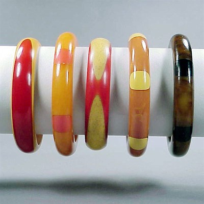 Lot 478 - Group of Five Bakelite Bracelets Comprising...