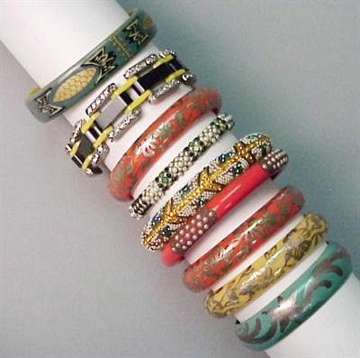 Lot 519 - Group of Bakelite and Celluloid Bracelets Each...