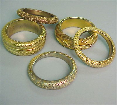 Lot 601 - Group of Five Metal Mounted Bracelets Each of...