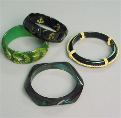 Lot 270 - Group of Four Bakelite Bracelets Each of...