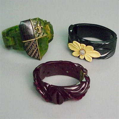 Lot 371 - Group of Three Bakelite Bracelets Comprising...