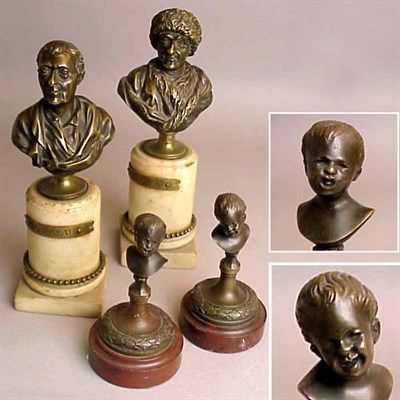 Lot 595 - Pair of Bronze Busts Depicting Rousseau and...