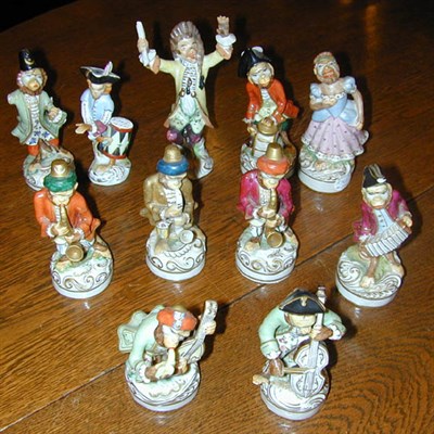 Lot 575 - German Porcelain Eleven-Piece Monkey Band...