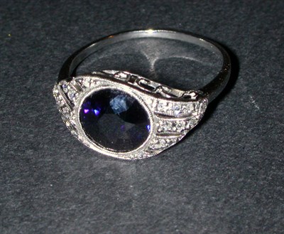 Lot 377 - Edwardian Sapphire and Diamond Ring Platinum,...