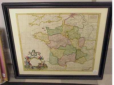 Lot 72 - John Senex A NEW MAP OF FRANCE Hand-colored...