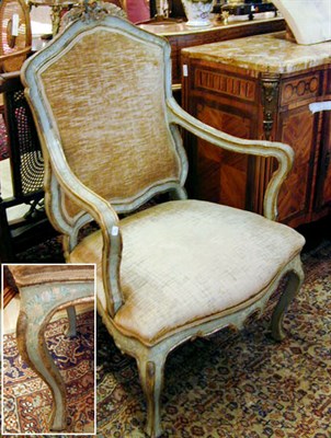 Lot 495 - Set of Four Louis XV Style Painted and Gilt...