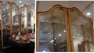 Lot 610 - Rococo Style Painted Four-Fold Mirror Screen....