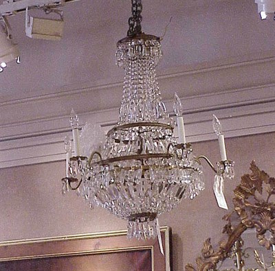 Lot 557 - Louis XVI Style Cut Glass Five-Light Chandelier