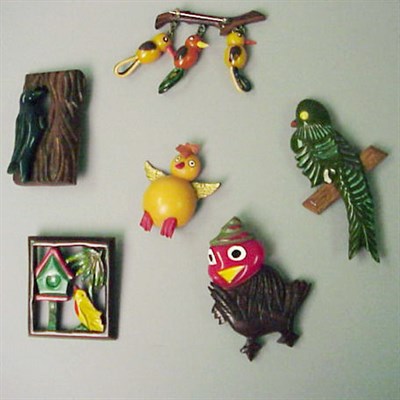Lot 458 - Group of Six Bakelite Brooches Each depicting...