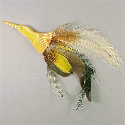Lot 460 - Galalith Feathered Bird Form Brooch Width 6...