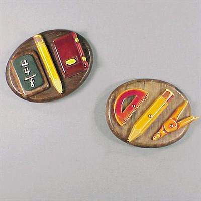 Lot 348 - Two Bakelite and Wood Brooches Each depicting...