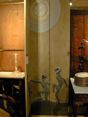 Lot 195 - Two Painted Three-Panel Screens