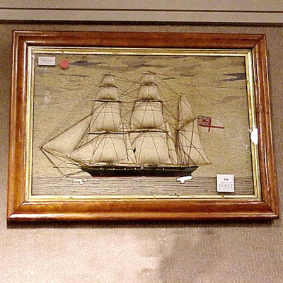 Lot 395 - Framed English Wool Crewel Embroidered Panel...
