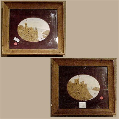 Lot 394 - Pair of Framed Scottish Carved Cork Landscapes