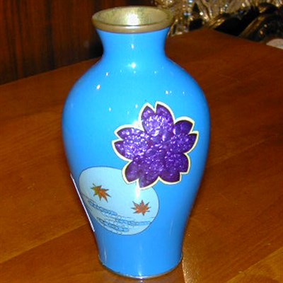 Lot 209 - Japanese Blue Ground Cloisonne and Gin-Bari Vase