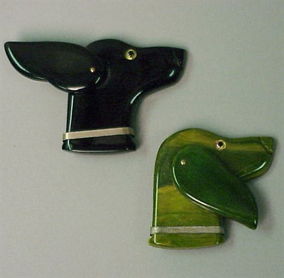 Lot 338 - Pair of Bakelite Pivoting Brooches Each...