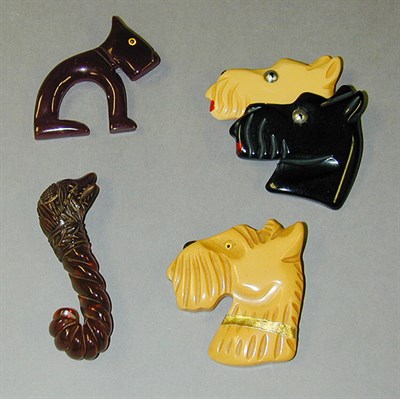 Lot 358 - Group of Four Bakelite Dog-Form Brooches...