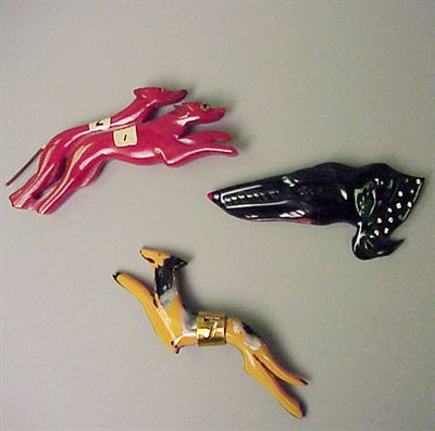 Lot 343 - Group of Three Bakelite Brooches. Each...