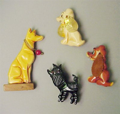 Lot 342 - Group of Four Bakelite Dog-Form Brooches...