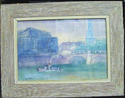 Lot 165 - Jean Dufy French, 1888-1964 TUGBOAT ALONG THE...