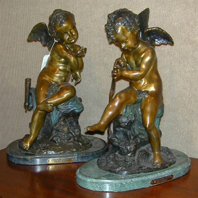 Lot 744 - Two Bronze Sculptures of Cupid After Fomile