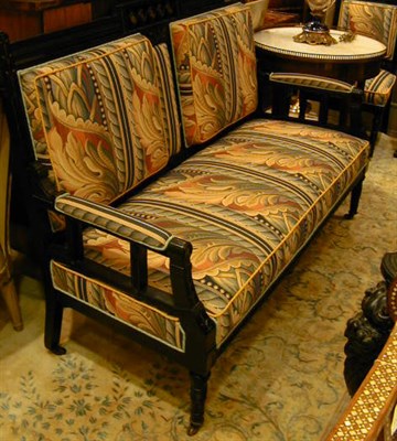 Lot 383 - Victorian Ebonized and Upholstered Parlor Suite