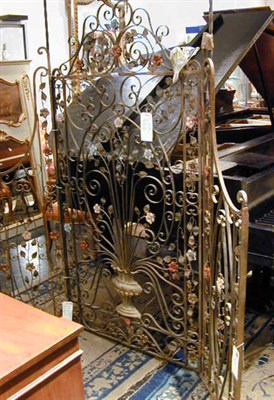 Lot 724 - French Wrought Iron Floral-Decorated Gate