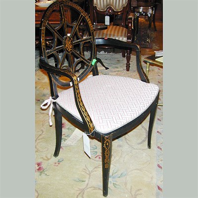 Lot 624 - Pair of Regency Style Painted Armchairs