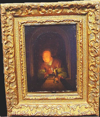 Lot 22 - Manner of Gerrit Dou WOMAN WITH LAMP AT WINDOW...