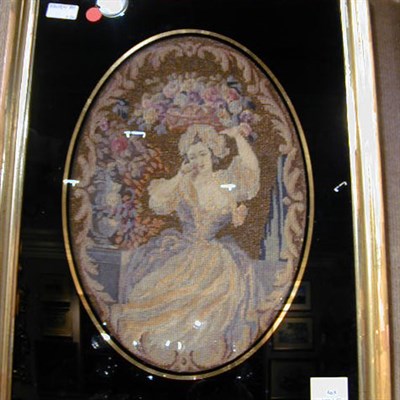 Lot 565 - Framed Needlepoint Picture Depicting a Maiden