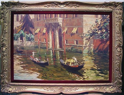 Lot 17 - Venetian School 20th Century GONDOLIERS ON A...