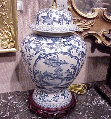 Lot 508 - Pair of Chinese Blue and White Porcelain Lamps