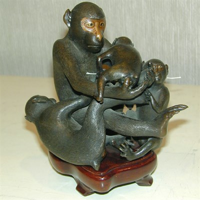 Lot 153 - Japanese Okimono Bronze Group of Four Macaques...