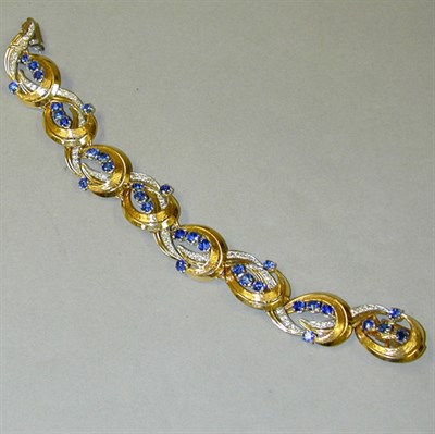 Lot 249 - Diamond and Sapphire Bracelet 18 kt. yellow...