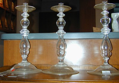 Lot 704 - Set of Four Steuben Glass Candlesticks