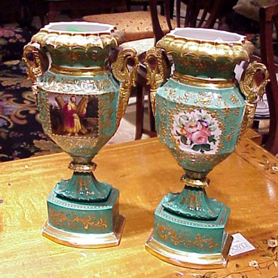 Lot 378 - Pair of Paris Porcelain Two-Handled Vases