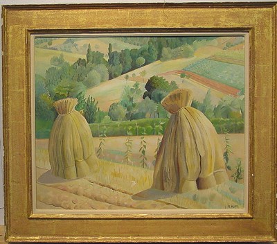 Lot 44 - E. Kuss 20th Century HAYSTACKS IN THE FIELD...
