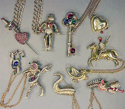 Lot 381 - Group of Five Gilt Sterling Silver Chateleine...