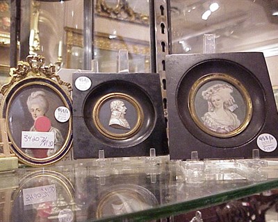 Lot 453 - Two Framed Miniature Portraits and an Ivory...