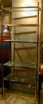 Lot 162 - Pair of Brass and Glass Etageres