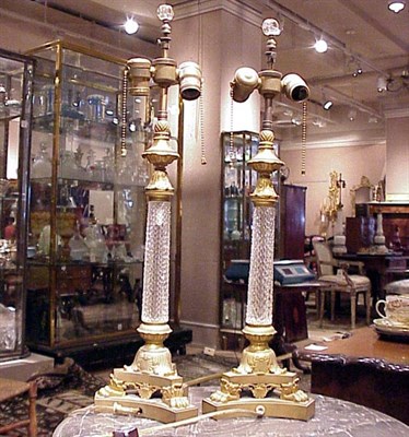 Lot 234 - Pair of Empire Style Gilt-Bronze and Cut Glass...