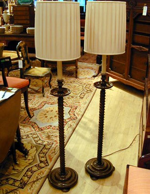 Lot 260 - Pair of Turned Walnut Lamps